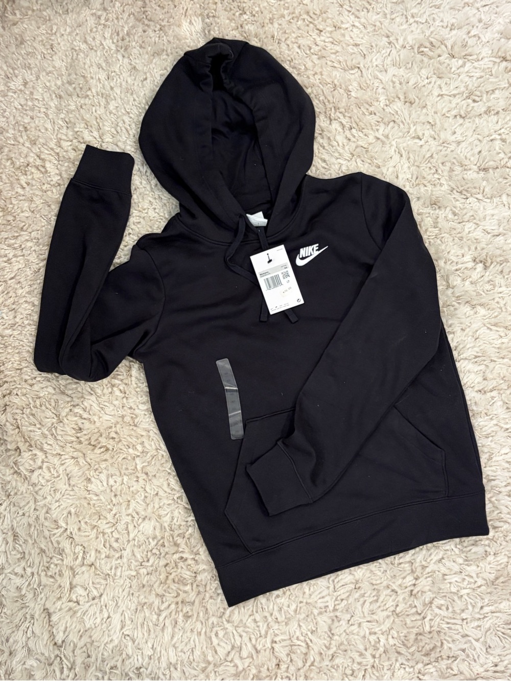 Nike Black Crewneck Pullover Hoodie with White Logo